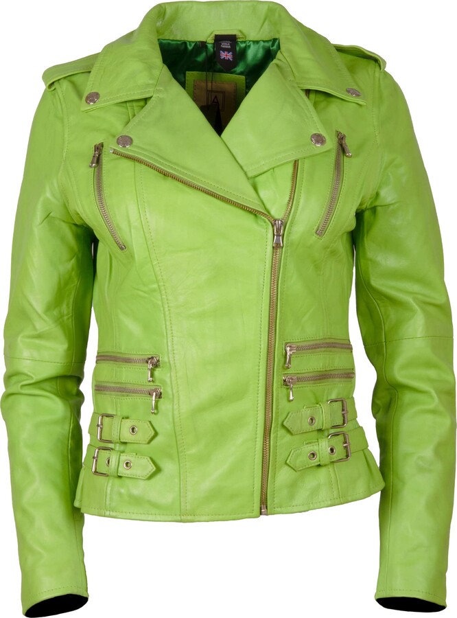Aviatrix Women's Real Leather Cross-Zip Multi-Zip Biker Jacket (AGSM ...