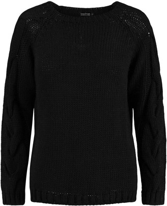 boohoo Petite Cable Knit Sleeve Detail Sweater