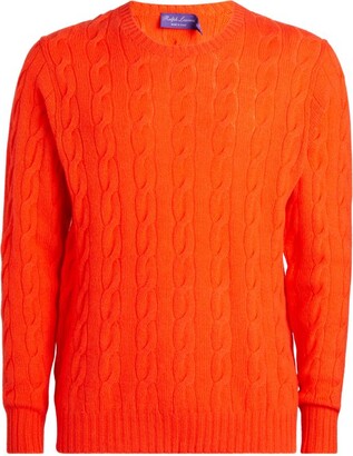 Mens Orange Cable Knit Sweater | Shop the world's largest 