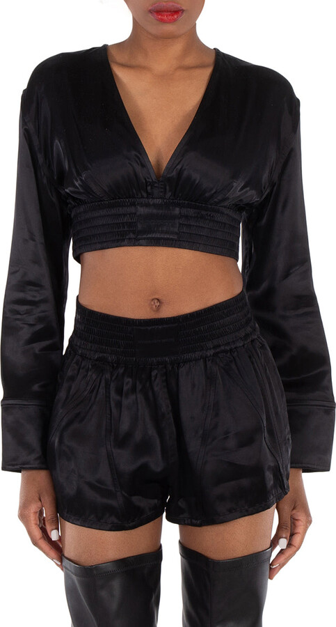 alexanderwang.t Long-Sleeve Cropped Blouse