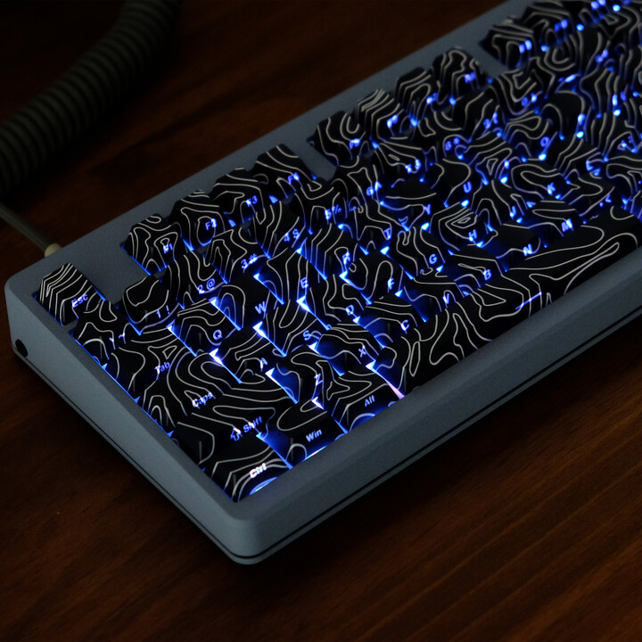 Jaycomia Contour Line Double Shot Side Print PBT Keycap Cherry Profile Backlit Contour Big Set Keycaps ISO Layout For Wooting