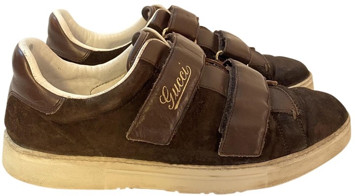 Gucci Brown Suede Trainers - ShopStyle