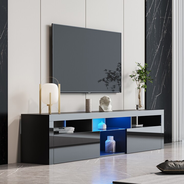 GREATPLANINC Black TV Stand Wall Mounted Television with LED