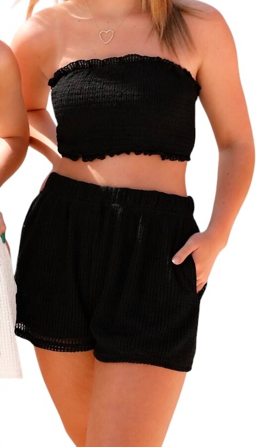 HYFVE Summer Strapless Cropped Short Set In Black