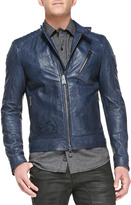 Thumbnail for your product : Belstaff Kirkham Tumbled Leather Biker Jacket, Indigo
