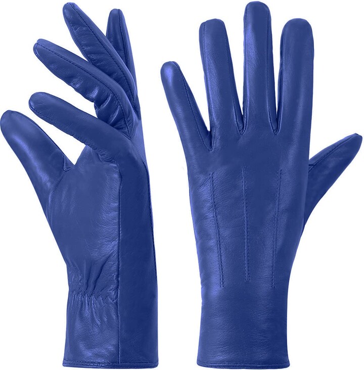 Harssidanzar Womens Leather Gloves Winter Warm Cashmere Lining