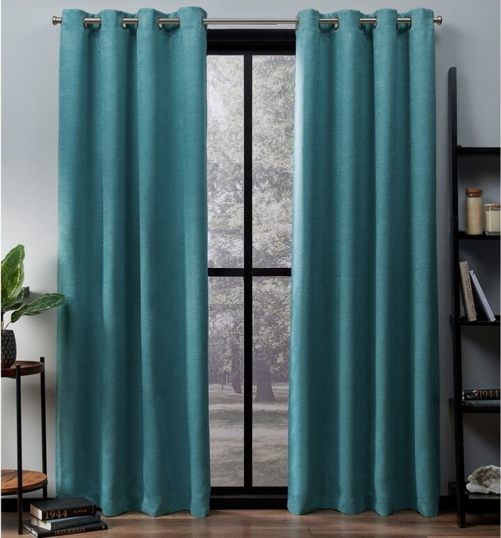 1PC New 2-TONE Window Curtain Grommet Panel Lined Blackout EID BLACK TEAL BLUE 