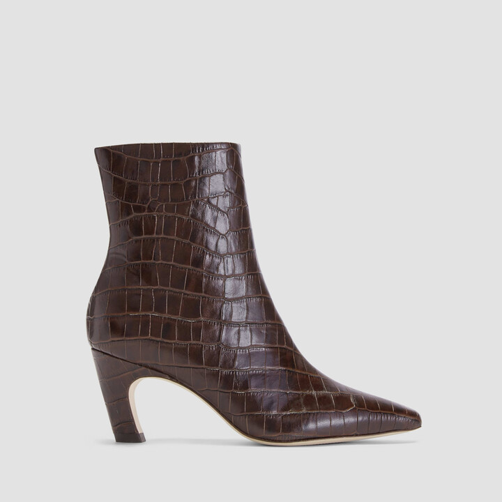 Brune crocodile-print leather boots brown - Women