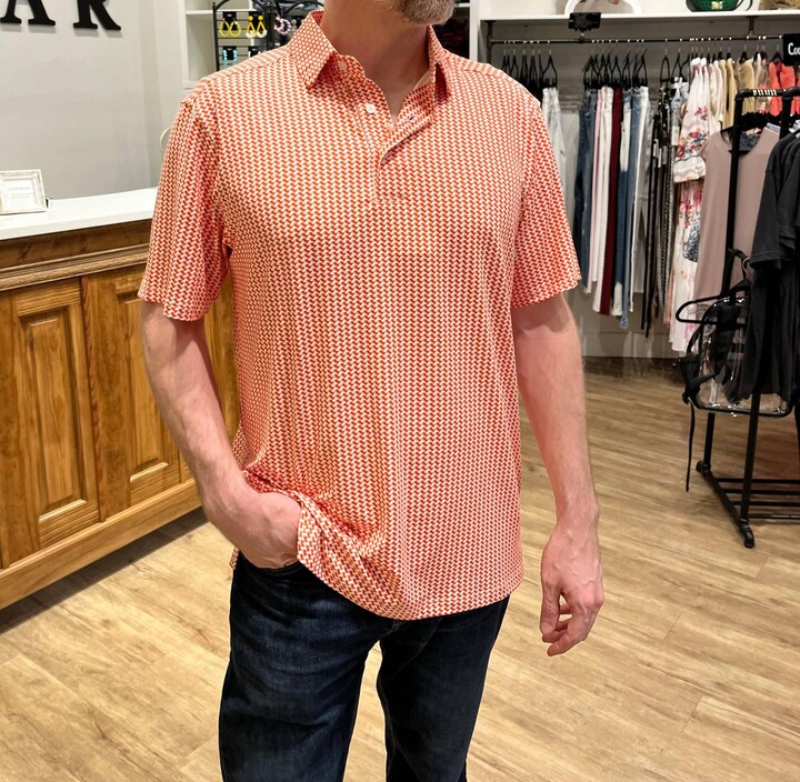 Autilove Men'S Beau Polo In Orange Dinosaurs