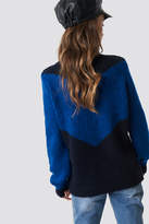 Thumbnail for your product : NA-KD Hannalicious X High Neck V-blocked Knitted Sweater Blue
