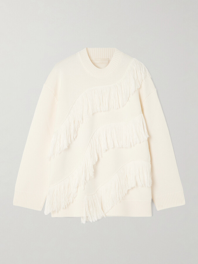 Ulla Johnson Ina Fringed Wool Sweater - Cream
