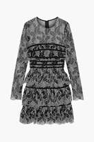 Thumbnail for your product : Halston Tiered Cotton-blend Lace Mini Dress