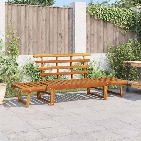 vidaXL 2-in-1 Convertible Outdoor Bench, Patio Daybed, Garden Day Bed, Weather-Resistant Solid Acacia Wood, 26.8' x 74.8' x 29.1' Brown Frame