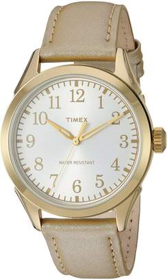 Timex Women's TW2P99300 Briarwood Terrace Light Gold Leather Strap Watch