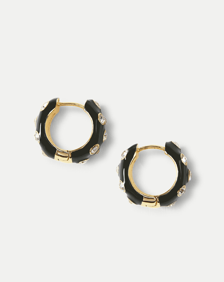 Crystal and Enamel Huggie Hoop