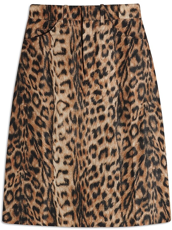 leopard print midi skirt shopstyle