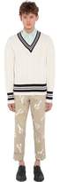Thumbnail for your product : Thom Browne WOOL CABLE KNIT SWEATER W/STRIPES