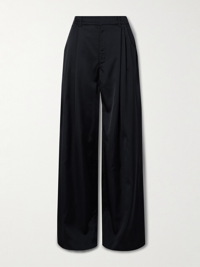 LIBEROWE - Annie Pleated Satin-twill Wide-leg Pants - Blue