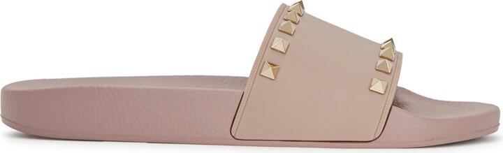 Valentino Garavani Garavani Rockstud Blush Rubber Sliders - ShopStyle  Sandals