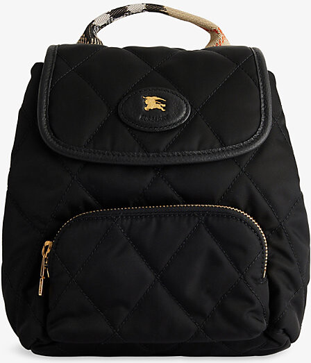 Womens Black Mini Horseshoe Woven Backpack