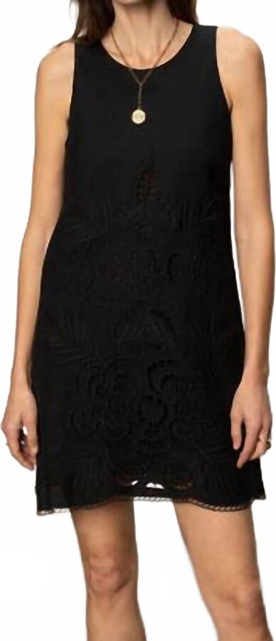 Embroidered Blooms Dress In Black