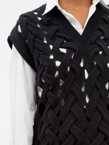 Thumbnail for your product : Valentino Braided-effect Wool-blend Sweater - Black