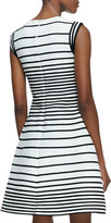 Thumbnail for your product : Halston A-Line Striped Dress With Cap Sleeves