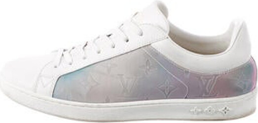 $500 Louis Vuitton Monogram Logo Stripe Pink White Leather Sneakers SZ 36 -  Lust4Labels