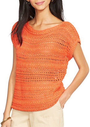 Lauren Ralph Lauren Open-Knit Shimmer Sweater Top