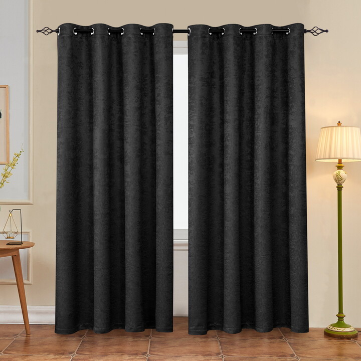 subrtex Blackout Curtains 2 Panels Room Darkening Grommet Drapes, Black, 52"x 84"