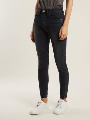 RE/DONE Zip Cuff High Rise Skinny Jeans - Womens - Black