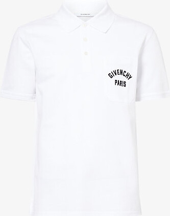 Givenchy Mens White Brand-Embroidery Short-Sleeves Cotton-Piqué Polo Shirt L