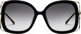 GUCCI Rectangular Sunglasses with Horsebit – Black Injection