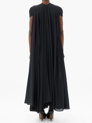 Balenciaga Caped Satin-crepe Dress - Black