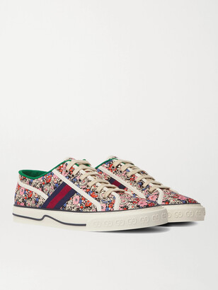 Gucci Tennis 1977 Webbing-Trimmed Logo-Jacquard Canvas Sneakers