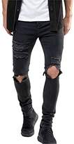 Thumbnail for your product : Men's Stretch Skinny Ripped Jeans With Knees Rips Distressing In Black Wash