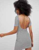 Thumbnail for your product : Pull&Bear ribbed scoop back jersey dress in multi stripe