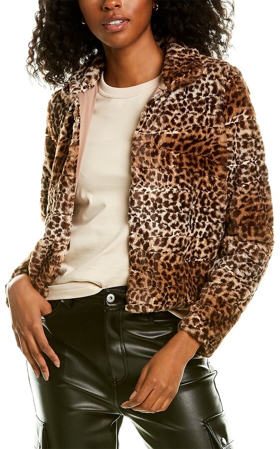 cropped leopard fur jacket