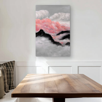 Lark Manor Gray and Pink Clouds - Mountains Landscapes Metal Print Decor