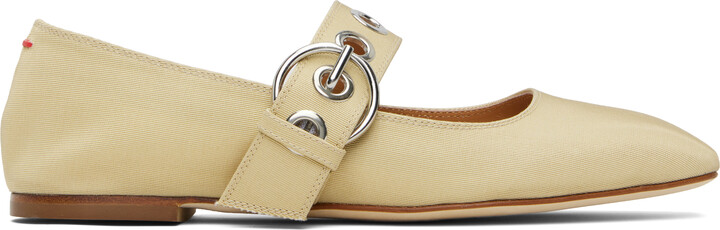 AEYDĒ Beige Uma Eyelet Mary-Jane Ballerina Flats