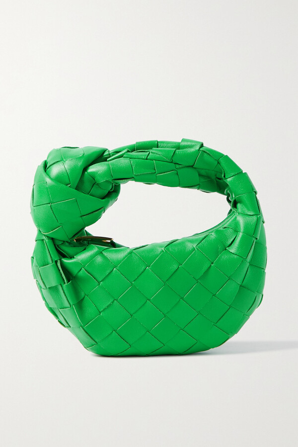BOTTEGA VENETA Knot-embellished metallic intrecciato plissé leather  shoulder bag
