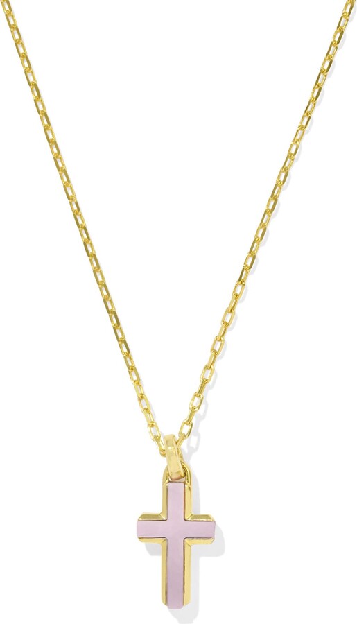 Kendra Scott Cross 18k Gold Vermeil Stone Pendant Necklace in Blush Ivory Mother-of-Pearl | Mother Of Pearl