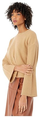 Jason Wu Twist Front Cashmere Long Sleeve Sweater (Camel) Women's Clothing