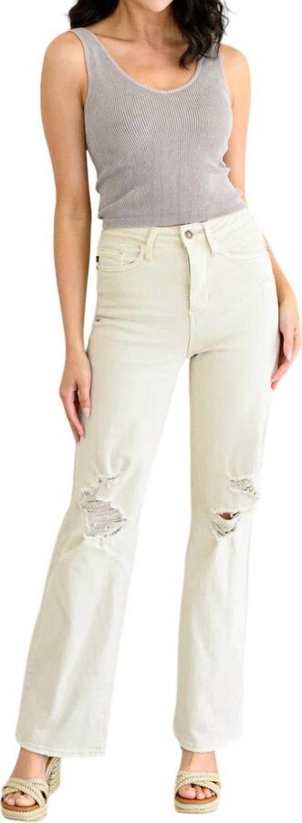 Judy Blue Selena Distressed 90's Jeans In Bone
