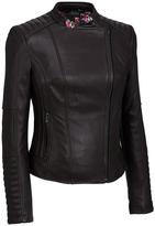 Thumbnail for your product : Black Rivet Womens Leather Moto Jacket W/ Quilting