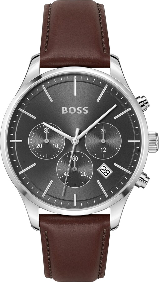 Avery Chronograph Leather Strap Watch, 42mm