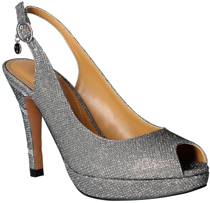 pewter peep toe pumps