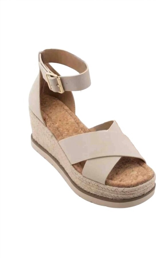 CCOCCI Women's Fabian Wedge Sandal In Beige Nubuck