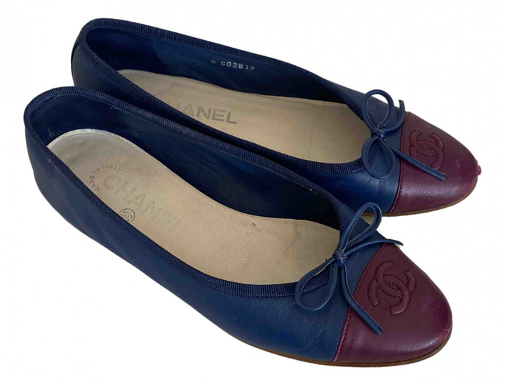 Chanel Navy Leather Ballet flats