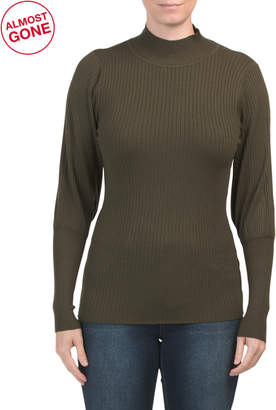 Long Sleeve Turtleneck Sweater With Ribbing